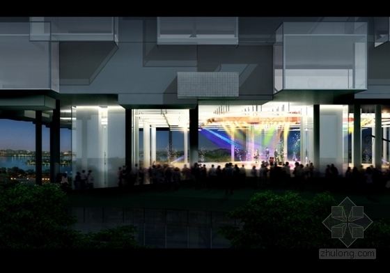 [北京]6层核心筒立体方格结构知名传媒中心建筑设计方案文本（国内著知名建筑设计师，含cad）-传媒中心效果图