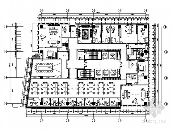 办公室开间图资料下载-[重庆]国际现代风格办公楼装修图（含效果）