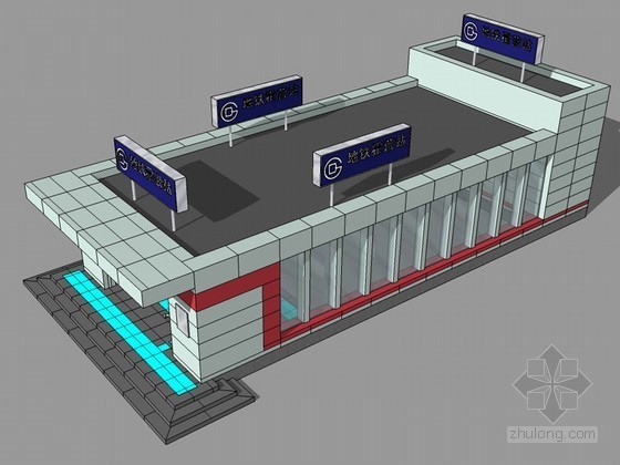 地铁站口SketchUp模型下载-地铁站口 