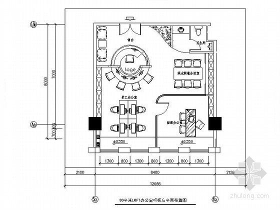 北京米茜儿办公室设计资料下载-8米开间办公室样板装修图