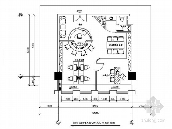 办公室开间图资料下载-8米开间办公室样板装修图