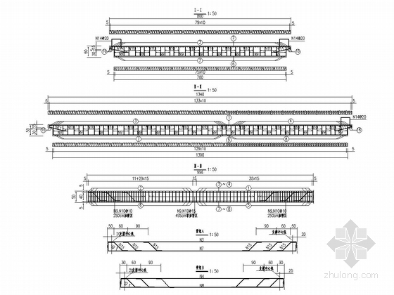 [江苏]空心板梁城市景观桥施工图设计55张-10m现浇板钢筋构造图
