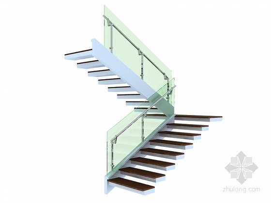 玻璃楼梯走廊3D资料下载-简易楼梯3D模型下载