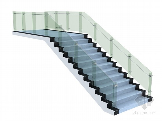玻璃楼梯走廊3D资料下载-现代楼梯3D模型下载