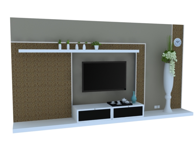 厅电视柜背景墙资料下载-简约现代背景墙3D模型下载