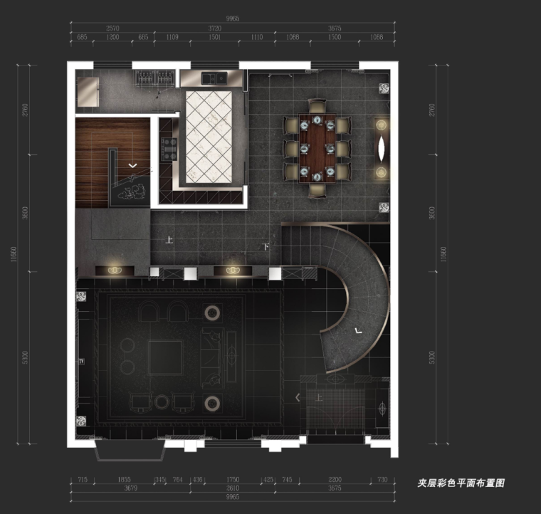 苏州雅居别墅装修方案设计及效果图（18页）-夹层平面布置图