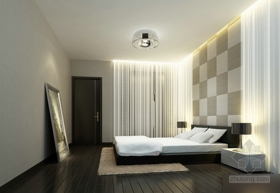 [广西]高档现代三居室样板房装修图（含实景效果）-卧室效果图