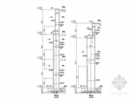 [南京]五层框架结构小学结构施工图（地下三  层）-外墙大样图