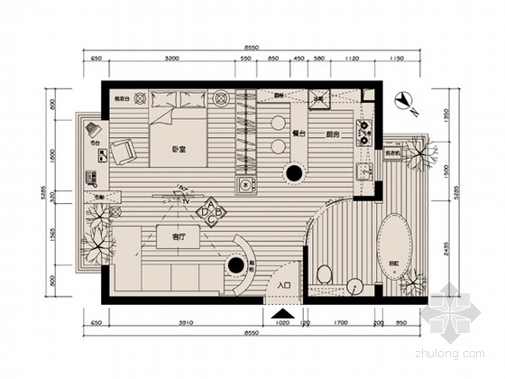 现代简约单身公寓室内设计方案 