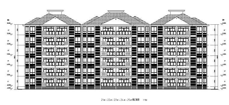 [重庆]多层现代简约中式住宅建筑设计方案文本（含CAD）-多层现代简约中式住宅建筑立面图