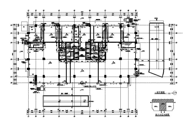 [宁夏]高层玻璃幕墙立面综合办公楼建筑施工图-高层玻璃幕墙立面综合办公楼建筑平面图