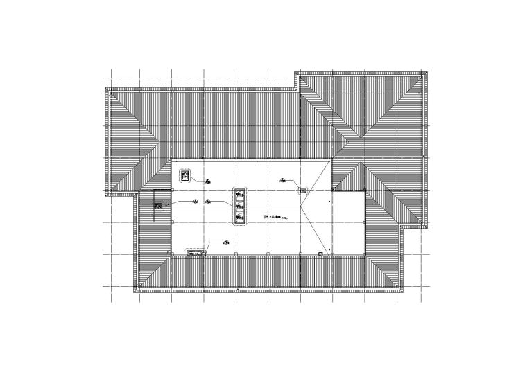 [河南]北方某高校食堂建筑施工图（CAD）-屋顶平面图