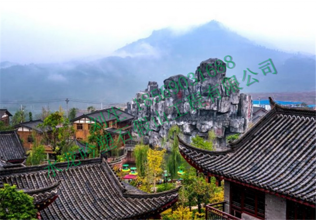木纹石资料下载-重庆长寿古镇-万寿公园塑石假山项目