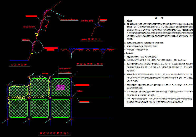 边坡防护设计图纸52张CAD-sns坡面防护大样图