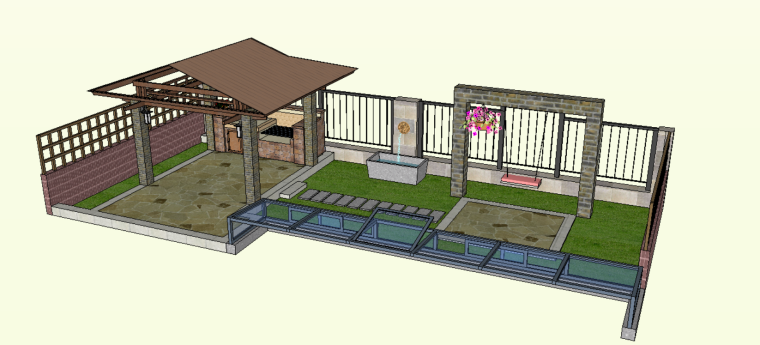 中式风格小庭院设计（SU模型）-场景二