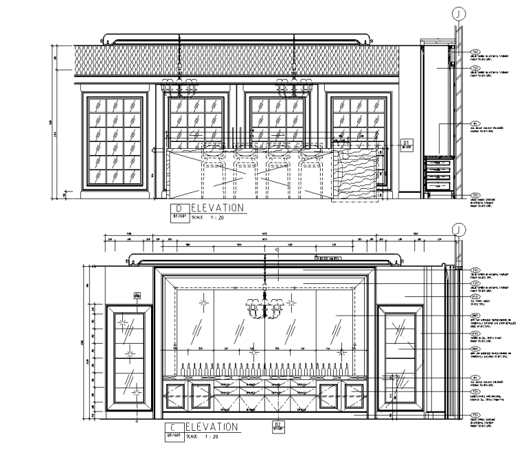 [江苏]某法式餐厅室内设计施工图及效果图-休闲区立面图