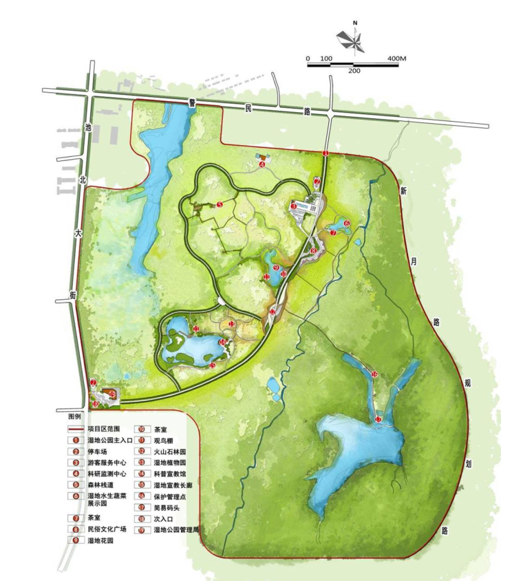 [吉林]长白山池北国家湿地公园景观设计（火山湿地，熔岩台地）-B总平面图