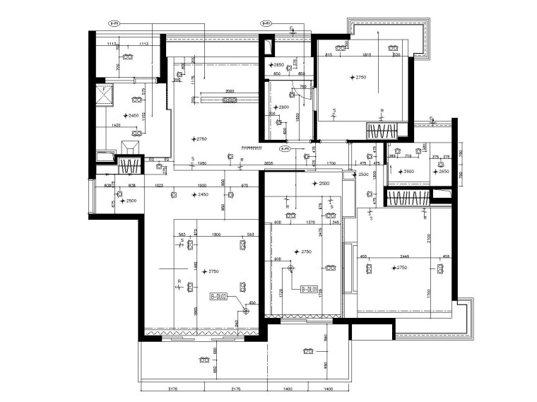 [武汉]梁志天——现代简约风格样板间装修施工图（附实景照片）-天花