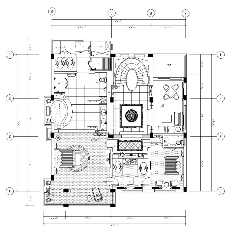 室内书房施工图资料下载-纯中式双层别墅室内装修施工图设计（附效果图）
