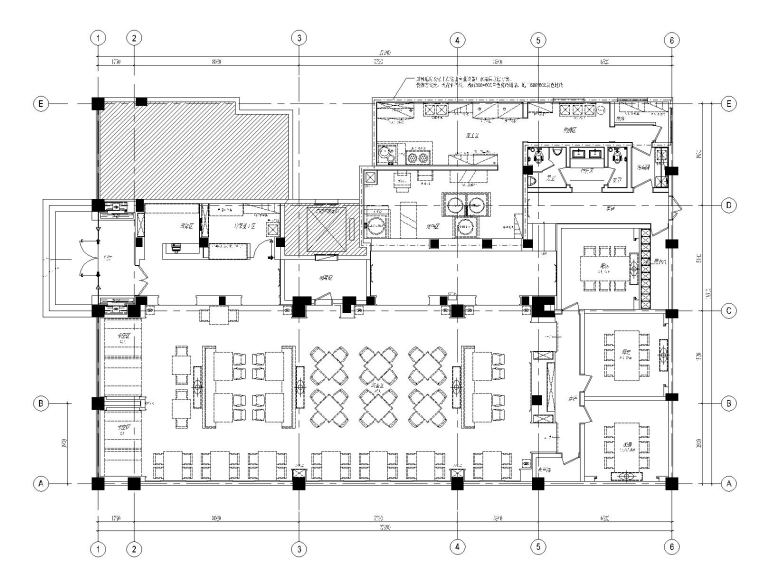 中餐厅平面布置图资料下载-[郑州]新中式古典风格中餐厅装修全套施工图（附效果图）