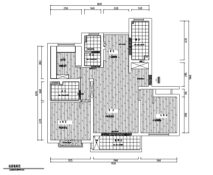 简约清雅现代简约三居室住宅设计施工图（附效果图）-地面铺贴图