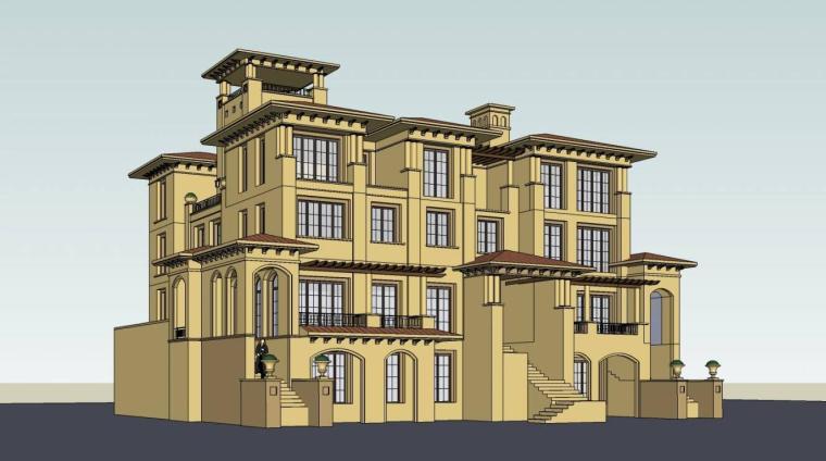 分享一组西班牙风格叠拼别墅SU模型图（超多）-28.jpg
