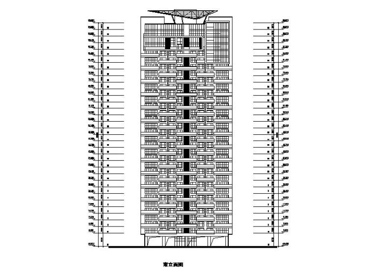 [深圳]高层现代风格退台式住宅建筑设计方案文本（含CAD）-高层现代风格退台式住宅建筑立面图