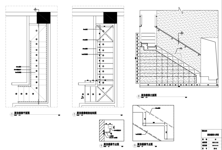 [西安]胡桃里效果图+PDF施工图（附电气图、给排水）-厨房楼梯节点大样图