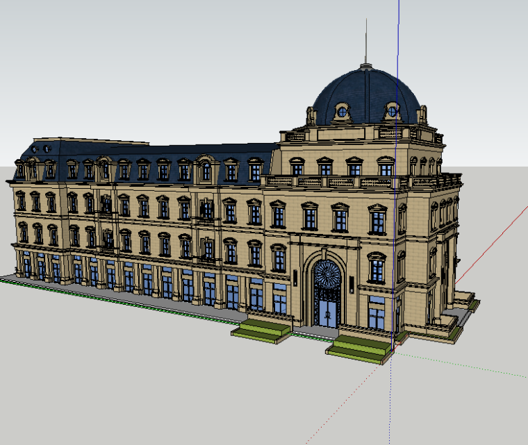 古建筑会所模型资料下载-法式风格绿地富强会所模型设计