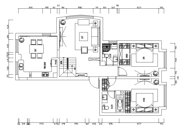 100平米欧式装修效果图资料下载-[河北]欧式风格180平米住宅设计施工图（附效果图）