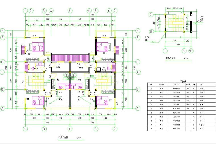 两户双联式，二层半新农村别墅建筑设计文本（包含效果图+CAD）-二层平面图