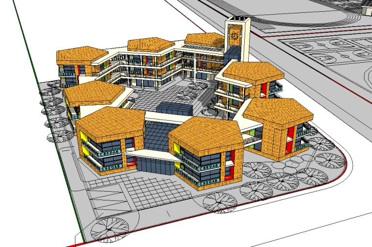幼儿园建筑体总图资料下载-某幼儿园SU建筑模型