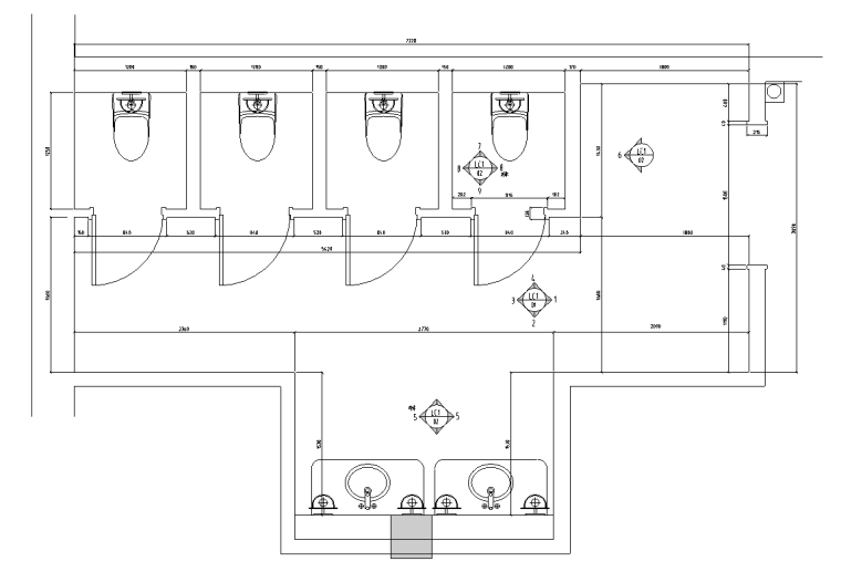 [湖北]现代简约风格——赛江南艺术餐厅室内装修竣工图-卫生间平面图