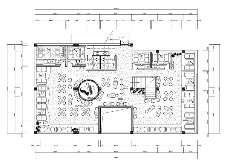 现代极简风格西餐厅装修全套CAD施工图（附效果图）-二层平面