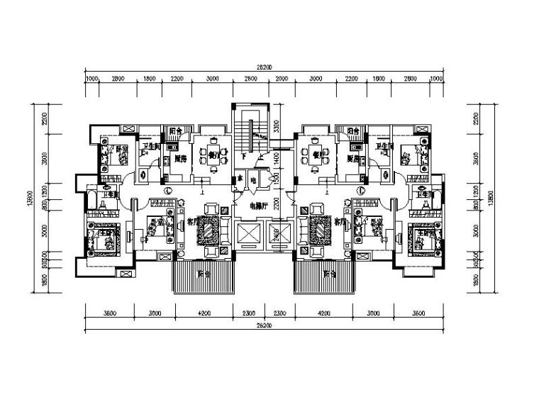 [江西]高层塔式住宅楼建筑户型图-高层塔式住宅楼建筑户型图