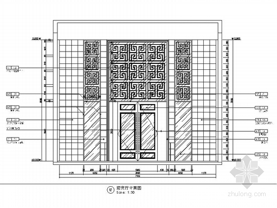 [浙江]豪华现代中式风格售楼处室内装修施工图（含高清实景图）迎宾厅立面图