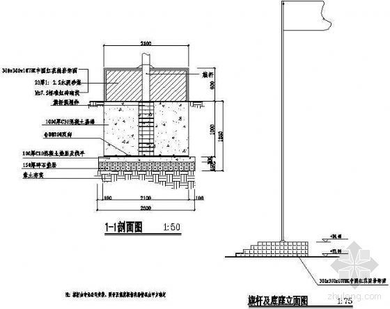 学校小品模型资料下载-学校旗杆详图