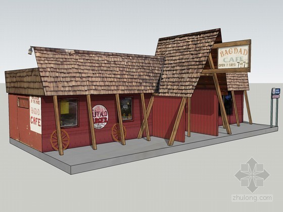 奶茶店咖啡店设计平面图资料下载-咖啡店SketchUp模型下载