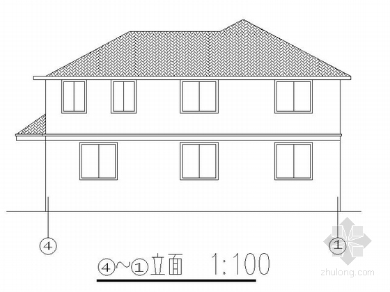 [新农村]2层乡村别墅建筑施工图（含效果图）-2层乡村别墅建筑立面图