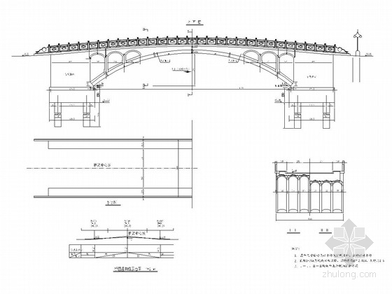 5跨双曲拱资料下载-无铰双曲拱桥CAD施工图（含建施 结施）
