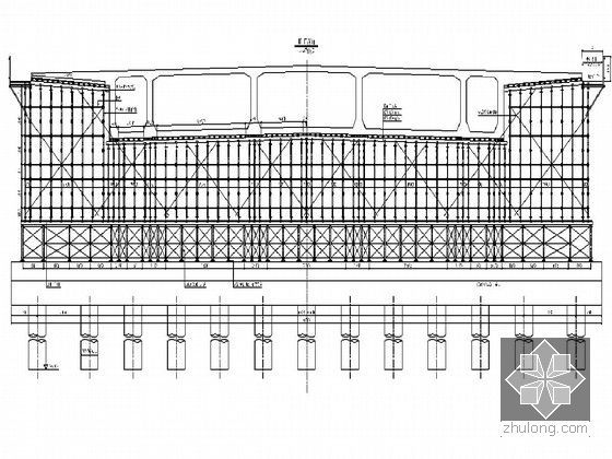 矮塔斜拉桥现浇箱梁支架系统计算书-主梁现浇支架结构图