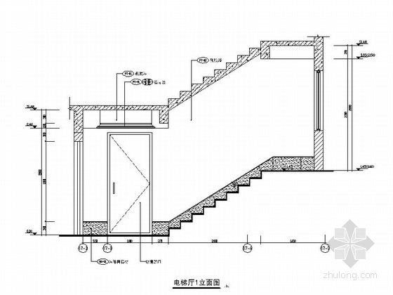 [广东]佛山某高档小区标准层电梯间装修图-立面 