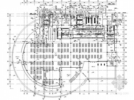 [广东]中学建筑给排水全套图纸（含体育馆 气体消防水炮系统）-食堂首层给排水平面布置图 