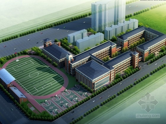中学校园规划cad图纸资料下载-[安徽]现代风格中学校园规划设计方案文本（两种方案 含CAD图纸）