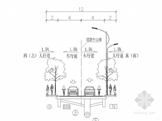 双向二车道图纸资料下载-11m宽城市双向二车道排水工程施工图（11张）