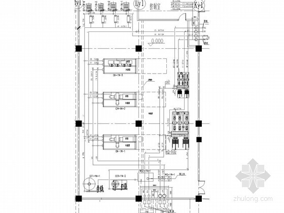 [山东]奥体中心暖通空调设计全套施工图90张(国家特大体育建筑群)-制冷机房平面图 