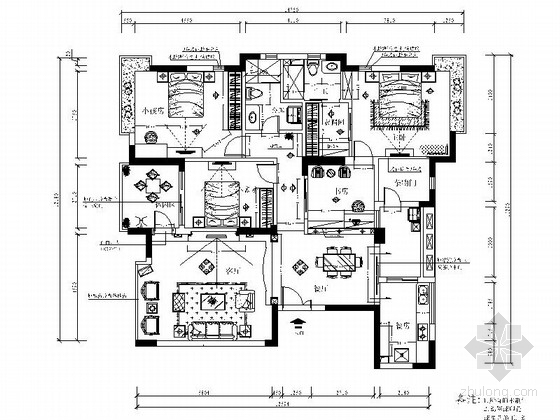 唯美卧室资料下载-简欧唯美室内空间施工图