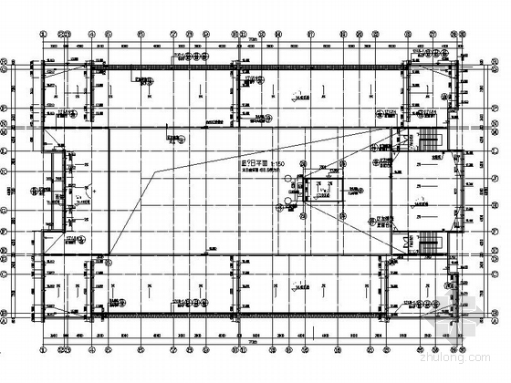 4层回字形小学教学楼建筑平面图