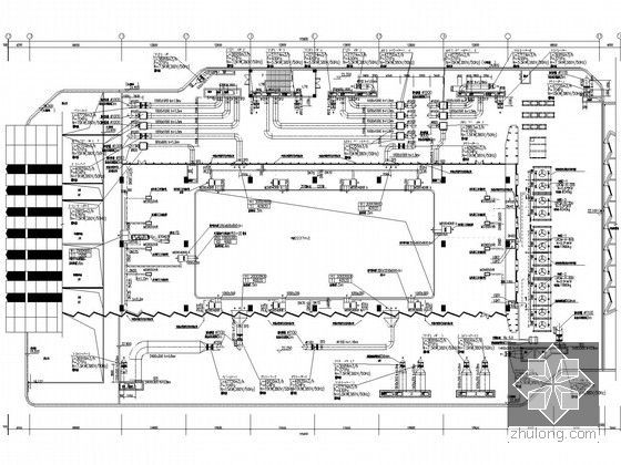 [福建]大型火车站广场停车场空调通风与防排烟系统设计施工图（人防设计）-裙房屋面空调通风排烟平面图