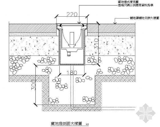 园林灯cad大样资料下载-藏地灯剖面大样